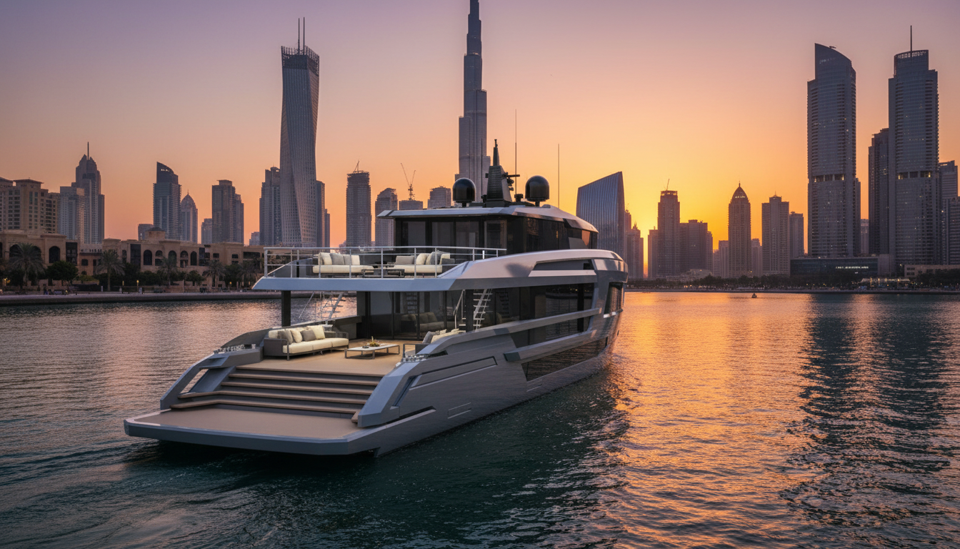 Luxury Yacht Sunset Distance